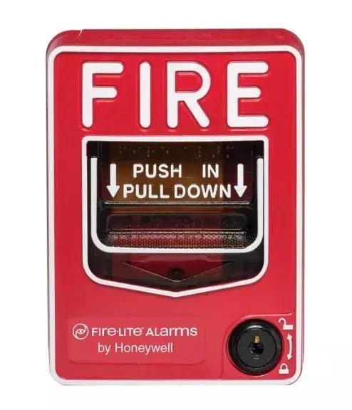 Fire-Lite BG-12 Series manual fire alarm pull station, single and dual action model, designed for commercial fire alarm systems and code-compliant emergency activation.