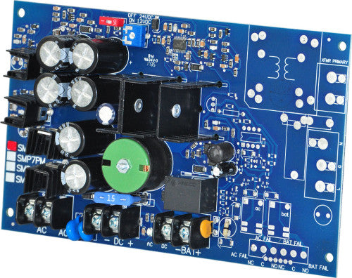 Altronix SMP7 power supply and battery charger circuit board with screw terminals.